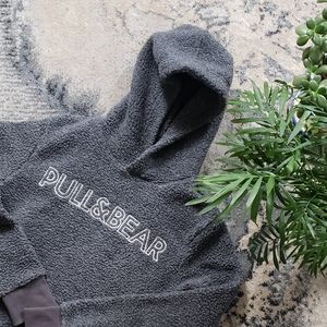 PULL&BEAR Sherpa Fleece Hoodie Sweater with Pocket